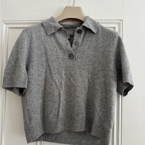 J Crew polo neck cropped cashmere sweater